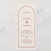 Terracotta & Cream Arch Minimalist Long Wedding Kaart (Voorkant / Achterkant)