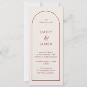 Terracotta & Cream Arch Minimalist Long Wedding Kaart (Voorkant)