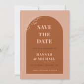 Terracotta & Cream Boho Arch Minimalist Botanical Save The Date (Voorkant)