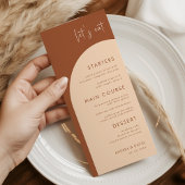 Terracotta & Cream Boho Boog Huwelijksmenu Menu