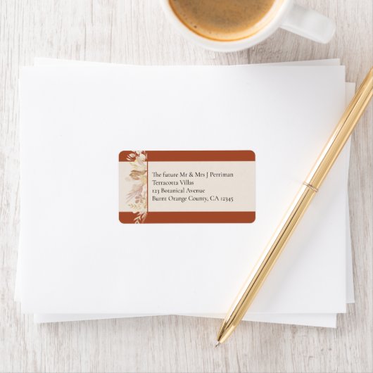 Terracotta Cream Botanical Foliage RSVP Adres Etiket (Insitu)