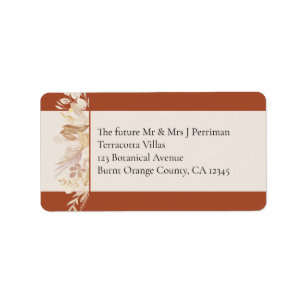 Terracotta Cream Botanical Foliage RSVP Adres Etiket