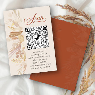 Terracotta Cream Botanical Online RSVP QR Code Informatiekaartje