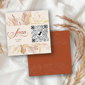 Terracotta Cream Botanical Online RSVP QR Code Informatiekaartje