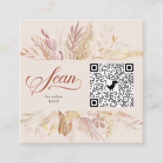 Terracotta Cream Botanical Online RSVP QR Code Informatiekaartje (Voorkant)