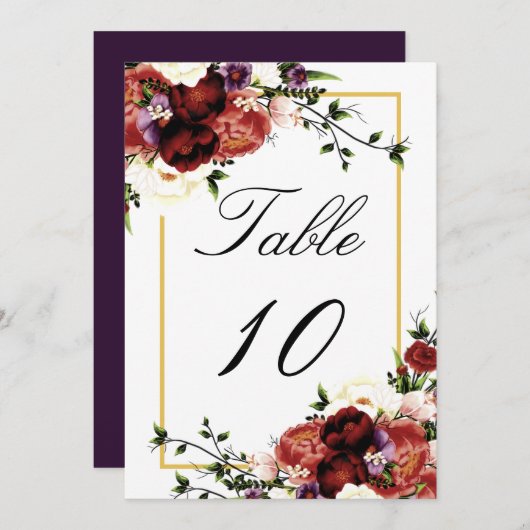 Terracotta Cream Burgundy Wedding-tabelnummer Aankondiging (Voorkant / Achterkant)