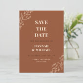 Terracotta Cream Drawn Floral Botanical Herfst Lea Save The Date (Staand voorkant)