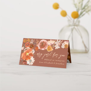 Terracotta Cream Floral herfst Voorzitter Weddensc Plaatskaartje