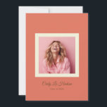 Terracotta Cream Minimal High School Photo Grad Aankondiging<br><div class="desc">Part of Grad Collection - Add your custom matching envelope, stickers, and more Announce your graduate’s achievement with simple Pastel Minimal High School Photo Grad Frame on this graduation announcement card. Featuring a modern photo layout and clean typography, this design is perfect for high school graduates celebrating the Class of...</div>