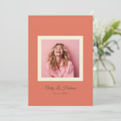 Terracotta Cream Minimal High School Photo Grad Aankondiging (Staand voorkant)