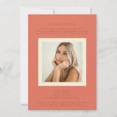 Terracotta Cream Minimal High School Photo Grad Aankondiging (Achterkant)