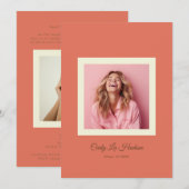 Terracotta Cream Minimal High School Photo Grad Aankondiging (Voorkant / Achterkant)