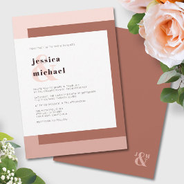 Terracotta Cream Modern Monogram Geometric Wedding Kaart
