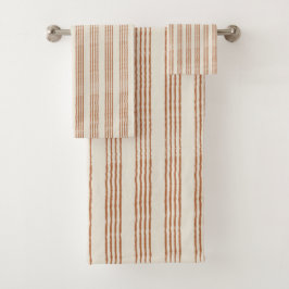 Terracotta Cream Moderne minimalistische streep Bo Bad Handdoek