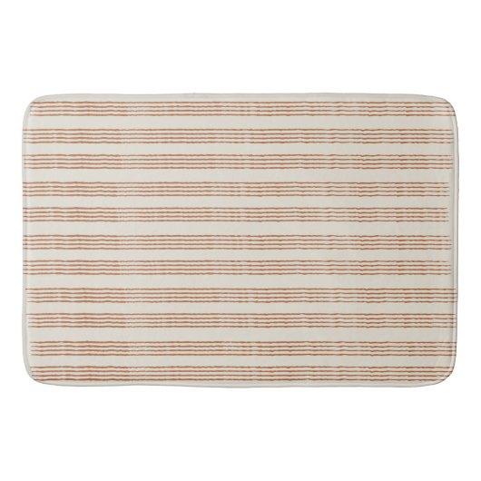 Terracotta Cream Moderne minimalistische streep Bo Badmat (Voorkant)