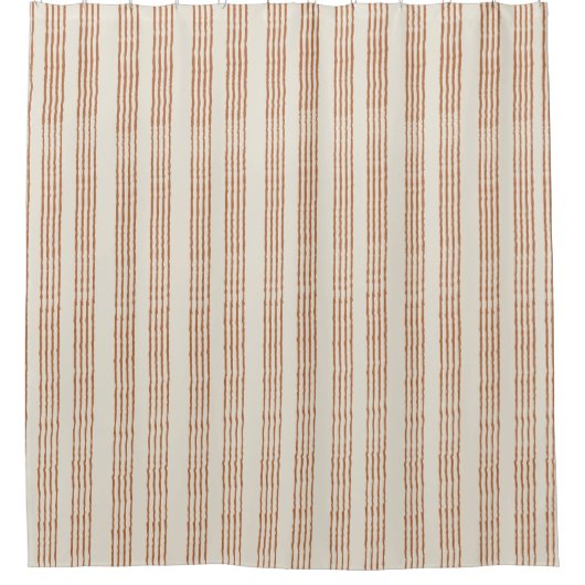 Terracotta Cream Moderne minimalistische streep Bo Douchegordijn (Voorkant)
