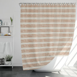 Terracotta Cream Moderne minimalistische streep Bo Douchegordijn