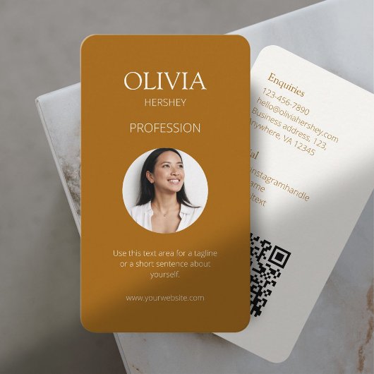Terracotta & Creamy Ivoor Foto Sociale QR Code Visitekaartje