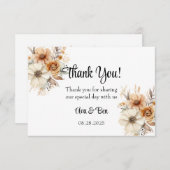 Terracotta Crème Bloemen Bruiloft Bedankkaart (Voorkant / Achterkant)