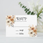 Terracotta Crème Bloemen Trouwen RSVP Kaartje (Staand voorkant)