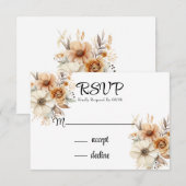 Terracotta Crème Bloemen Trouwen RSVP Kaartje (Voorkant / Achterkant)