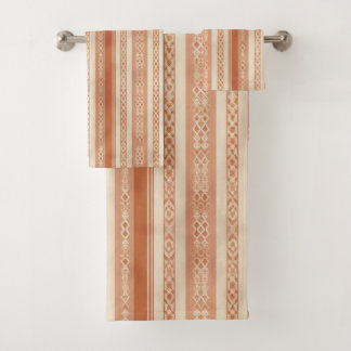 Terracotta Crème Modern Minimalistische Streep Boh Bad Handdoek