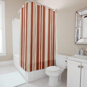 Terracotta Crème Modern Minimalistische Streep Boh Douchegordijn