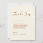 Terracotta crème rustieke boho val bruiloft bedankkaart (Voorkant)