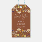 Terracotta & Crème Wilde Bloem Boho Bruiloft Cadeaulabel (Voorkant)