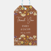Terracotta & Crème Wilde Bloem Boho Bruiloft Cadeaulabel (Achterkant)