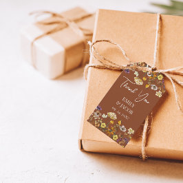 Terracotta & Crème Wilde Bloem Boho Bruiloft Cadeaulabel