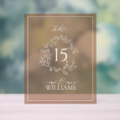 Terracotta Crest Monogram Trouwtafel Nummer Acryl Bord (Neutraal)