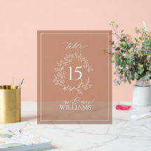 Terracotta Crest Monogram Trouwtafel Nummer