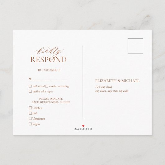 Terracotta Crest Monogram Wedding RSVP Uitnodiging (Achterkant)