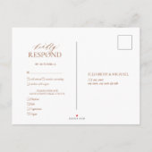 Terracotta Crest Monogram Wedding RSVP Uitnodiging Briefkaart (Achterkant)