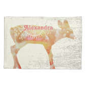 Terracotta Custom Girl Room Fawn Deer Woodgrain Kussensloop (Achterkant)