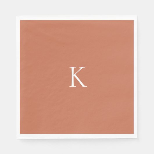 Terracotta Custom Initiaal Luncheon Napkins Servet (Voorkant)