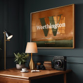 Terracotta Custom Last Name Print Sage Green Art