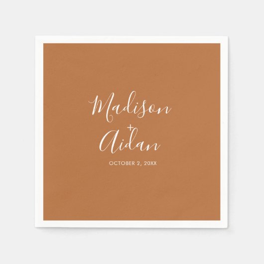 Terracotta Custom Wedding Cocktail Servet (Voorkant)