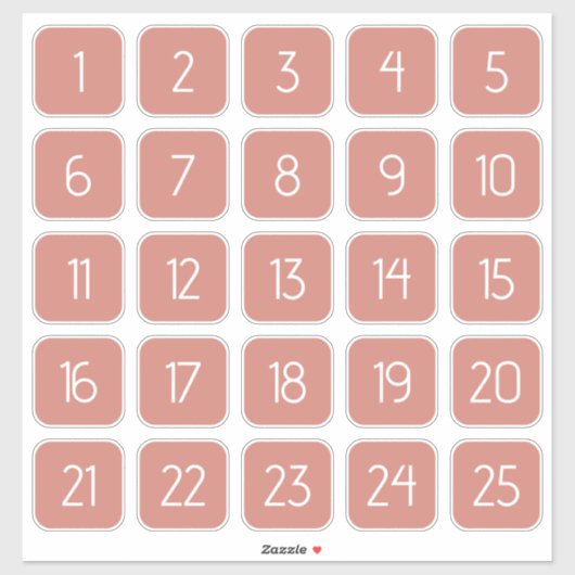 Terracotta Customizable Square Number Stickers  (Vel)