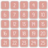 Terracotta Customizable Square Number Stickers  (Voorkant)