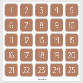 Terracotta Customizable Square Number Stickers