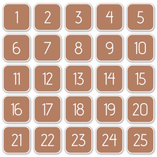 Terracotta Customizable Square Number Stickers (Voorkant)