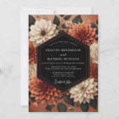 Terracotta Dahlia Autumn Romance Wedding Kaart (Voorkant)
