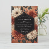 Terracotta Dahlia Autumn Romance Wedding Kaart (Staand voorkant)