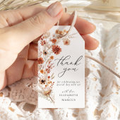 Terracotta Dahlia Wildflower Elegante huwelijksgun Cadeaulabel