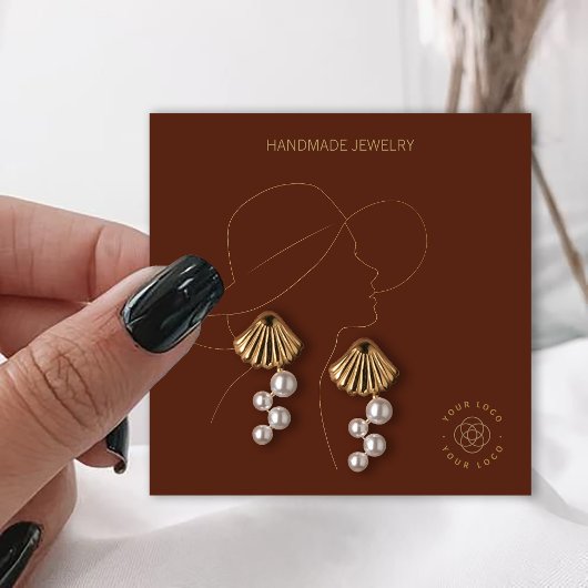 Terracotta dame sieraden oorbellen display vierkante visitekaartje