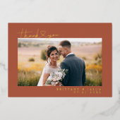 Terracotta Dank u Hart Script Bruiloft Kaart (Voorkant)