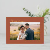 Terracotta Dank u Hart Script Bruiloft Kaart (Staand Voorkant)