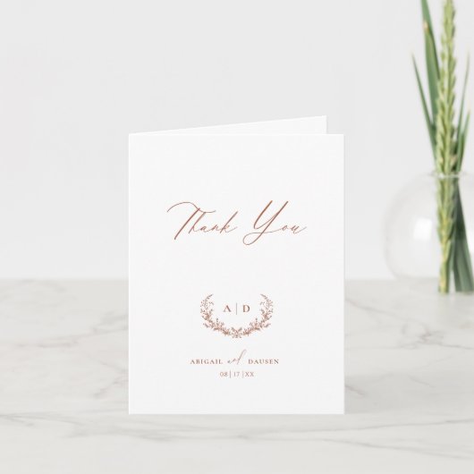 Terracotta Dank u Wedding Gevouwen Nota Kaart (Voorkant)